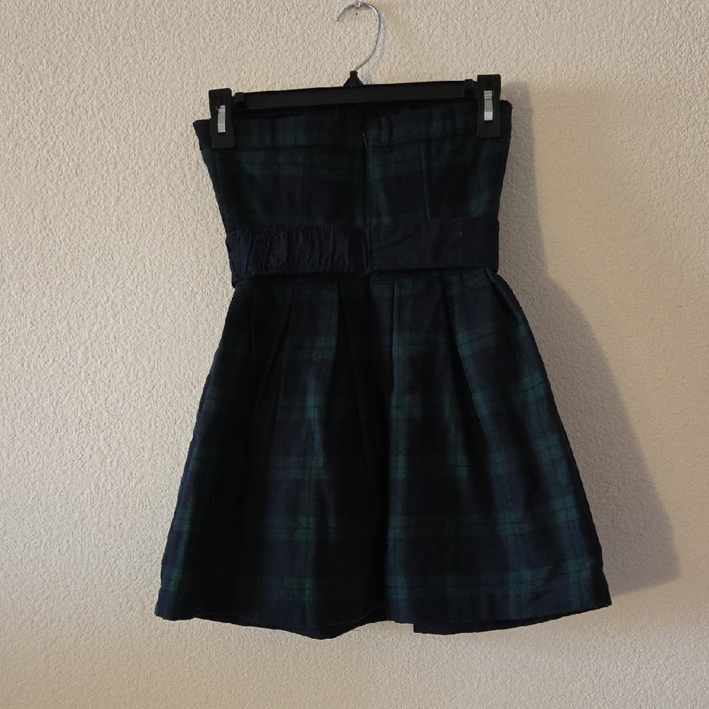 Adorable Vintage Abercrombie & Fitch Dark Plaid Strapless Mini Dress - Picture 6 of 9